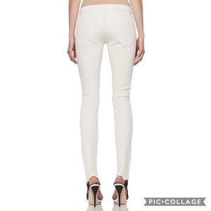 MOTHER cream distressed jeans